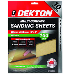 Dekton Packs of Sanding Sheet Sandpaper 40, 100, 220 Grit Or Assorted Pack