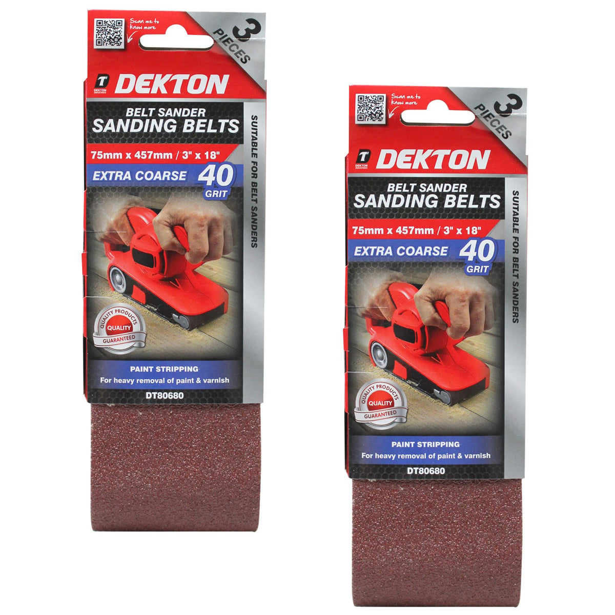 Dekton Sanding Belts 40 60 80 120 Grit Paint Removal Belt Sander 75mm X 457mm