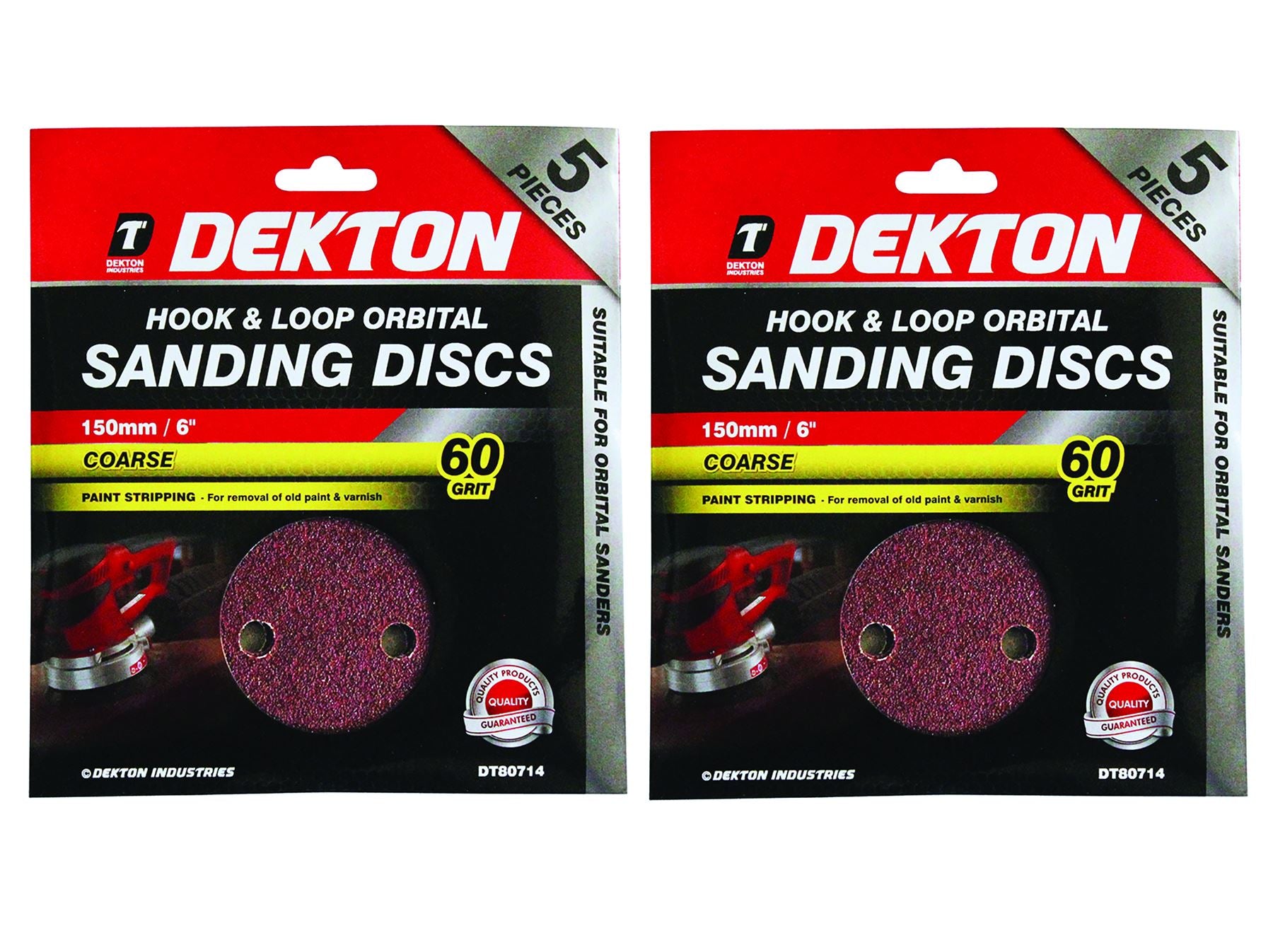 Dekton Packs of 150mm Orbital Sanding Sheet Discs Pads 40, 60, 80 Or 120 Grit 6"