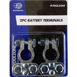 Toolzone 2pc Battery Terminals Connectors Clamps Car Van Caravan Motorhome