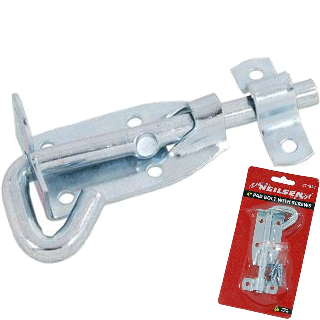 Neilsen Brenton Pad Bolt Garden Gate Latch Shed Door Lock Bolt With Screws 4"