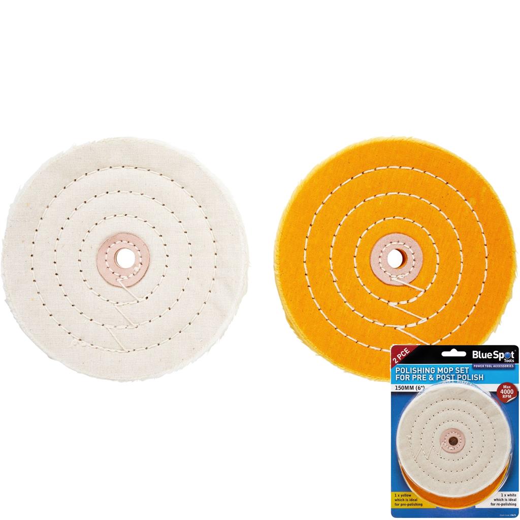 BlueSpot 2pc Cleaning Polishing Buffing Cloth Pad Mop Wheel Grinders Polishers
