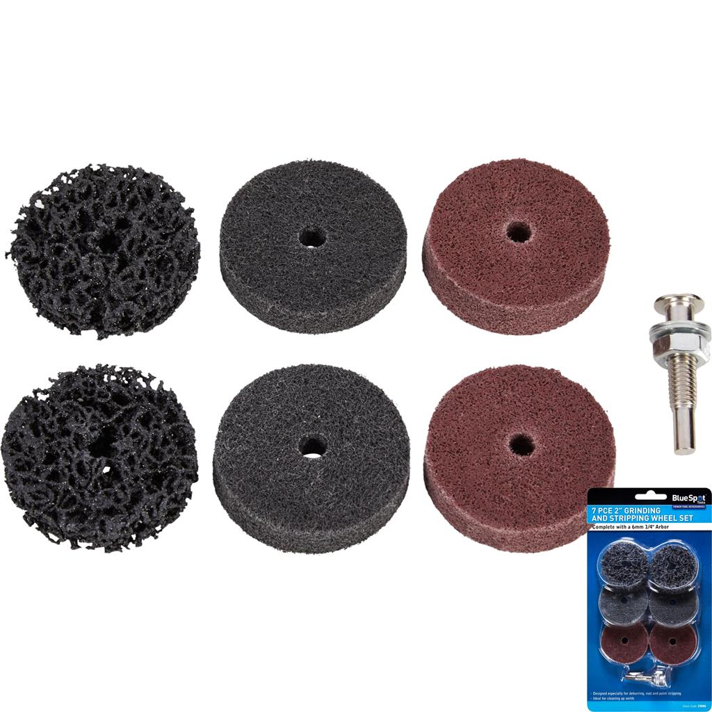 Bluespot 7pc 2" Grinding And Stripping Deburring Rust Paint Removal Wheel Set