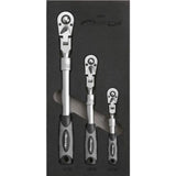 Neilsen 3pc Telescopic Flexible Socket Ratchet Handle Set 1/4" 3/8" 1/2" Set