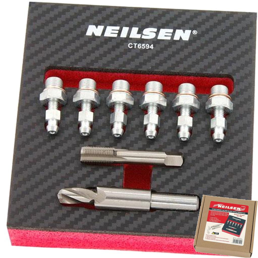 Neilsen 8pc Brake Caliper Bleed Nipple Thread Repair Insert Set M8