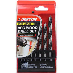Dekton 8pc Carbon Steel Drill Set Metric Wood Plastic 3mm - 10mm 1/4"
