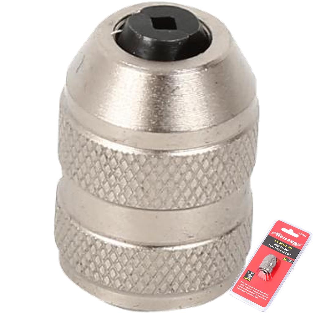 Neilsen Adjustable Interchangeable Tap Wrench Ratchet Chuck Socket 1/4"  M3 - M8
