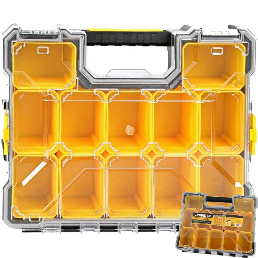 Jobsite Deep Large 12 Removable Compartment Box Storage Tool Organiser Case