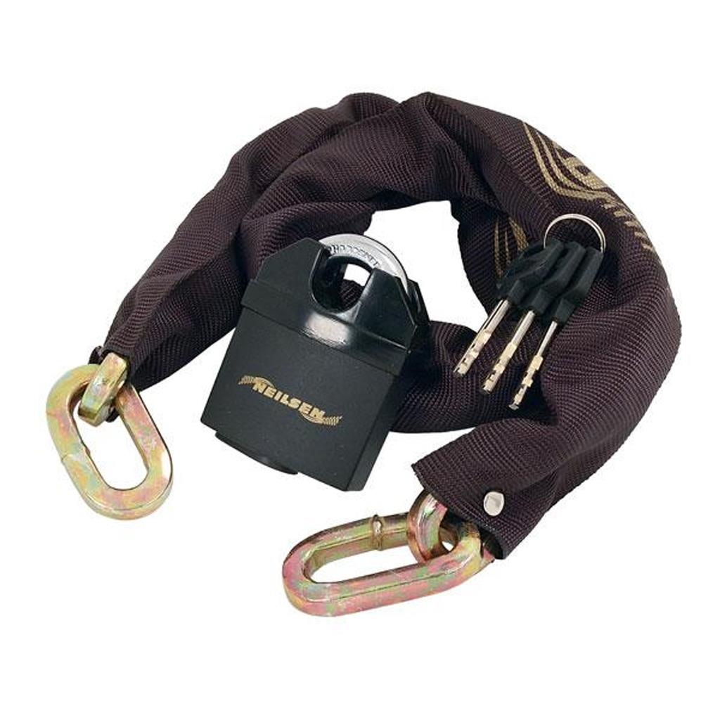 Neilsen 10mm x 1m Motorcycle Motorbike Bike Security Chain And Padlock 65mm Lock