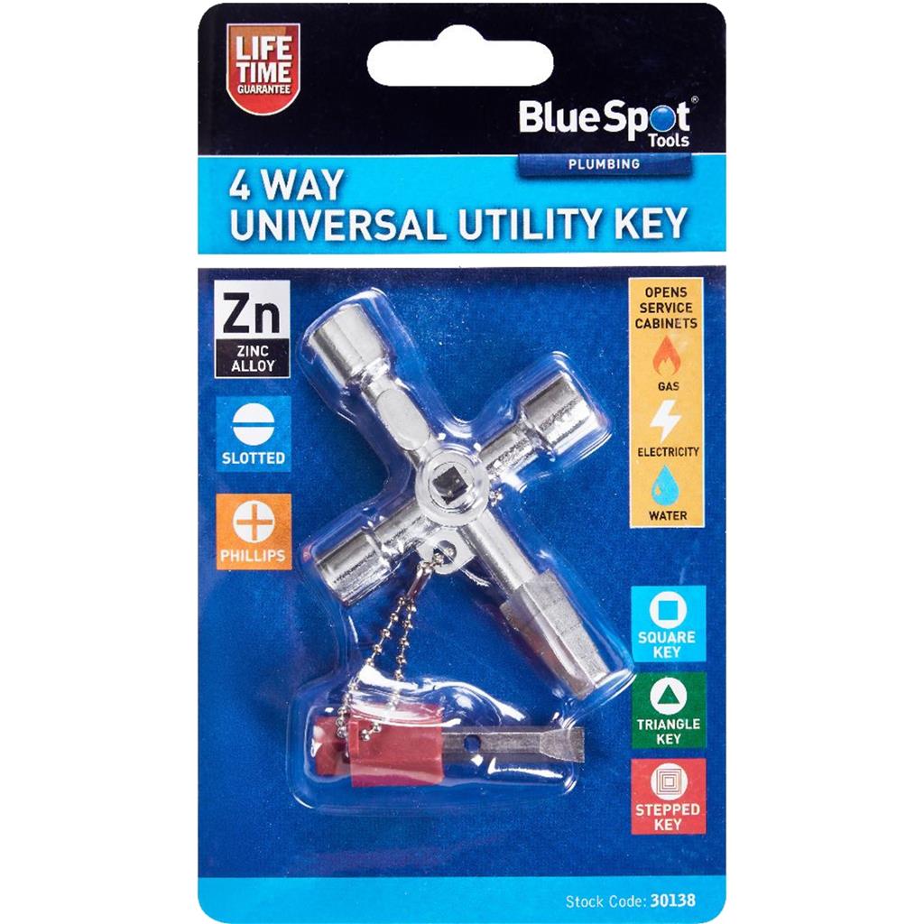 BlueSpot 4 Way Universal Utility Key Cabinet Electric Gas Water Meter Tool