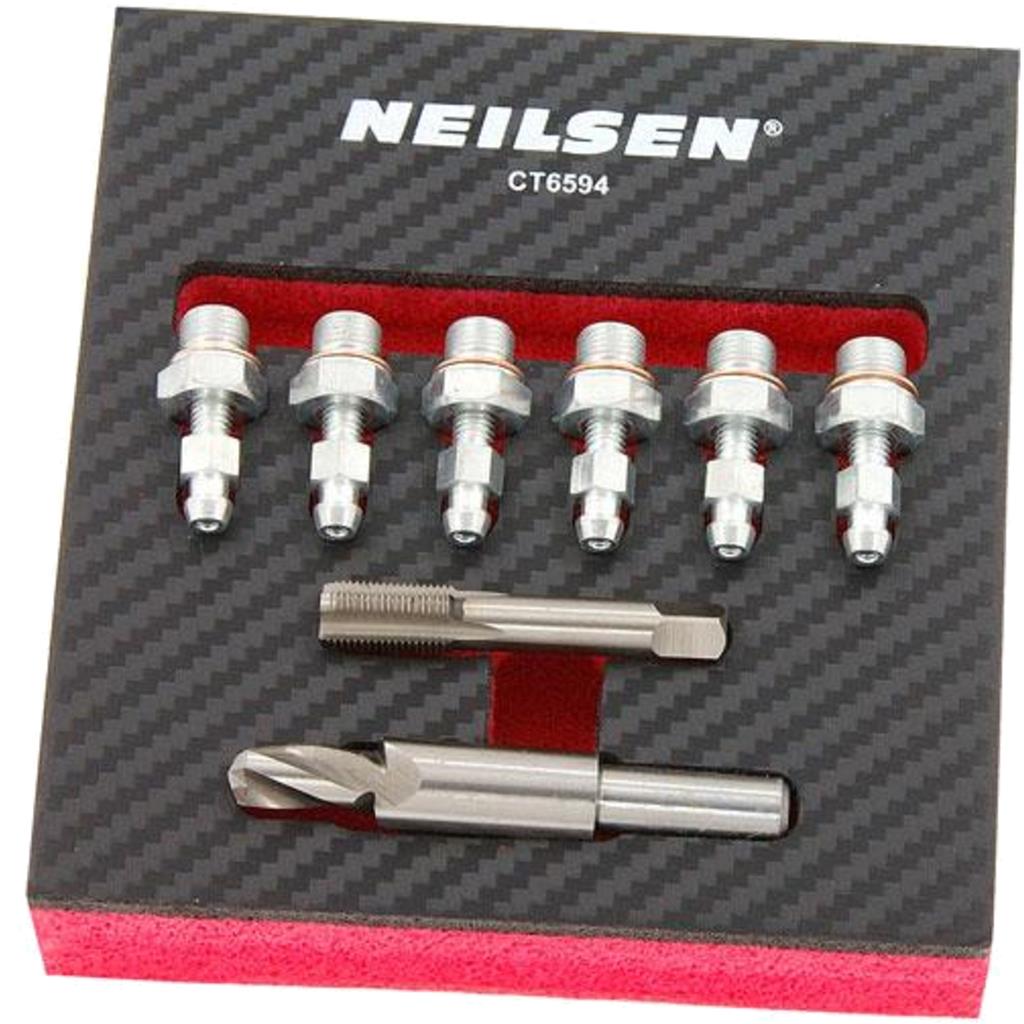 Neilsen 8pc Brake Caliper Bleed Nipple Thread Repair Insert Set M8