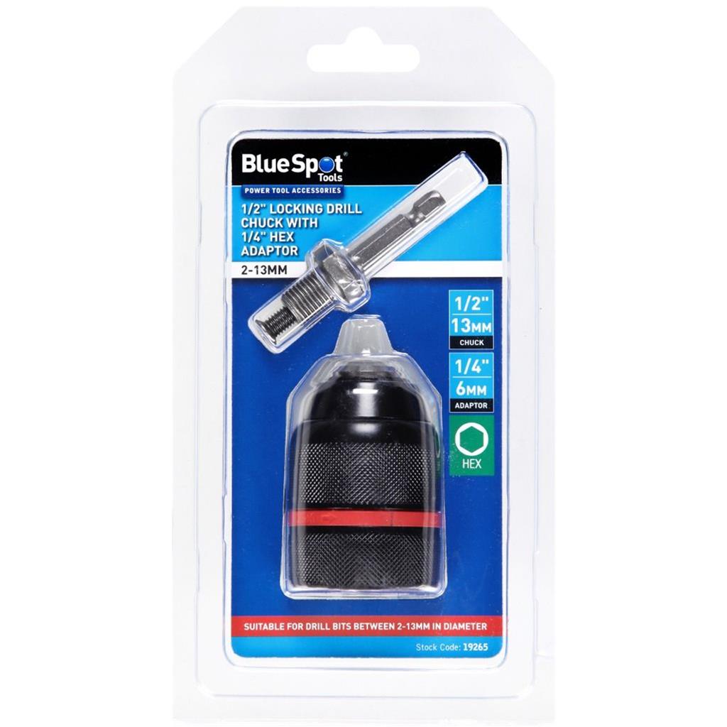 Bluespot DIY Drill Keyed Chuck Key Impact Driver Adaptor Kit Set 2mm - 13mm 1/2"