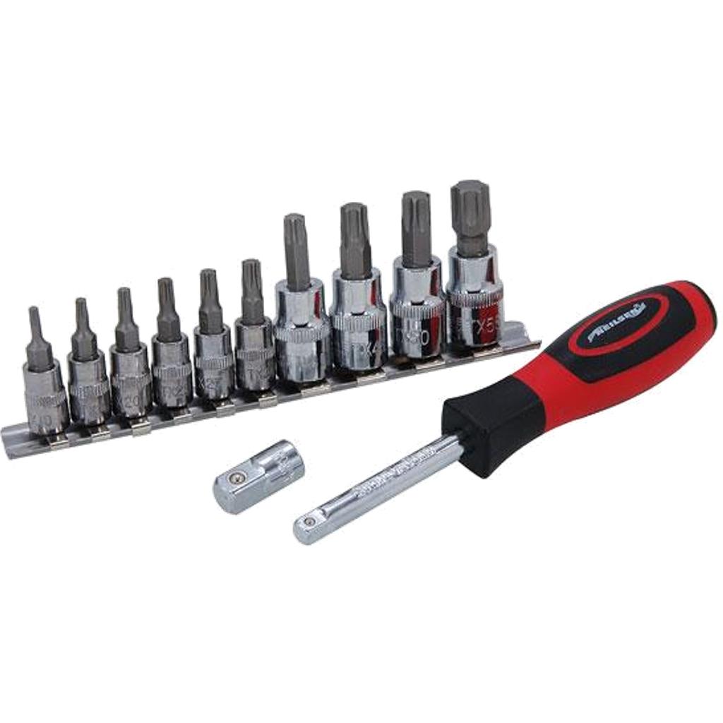 Neilsen 12pc Torx Bit Star Socket Driver Set T10 - T55 Trx 3/8" 1/4" Sockets