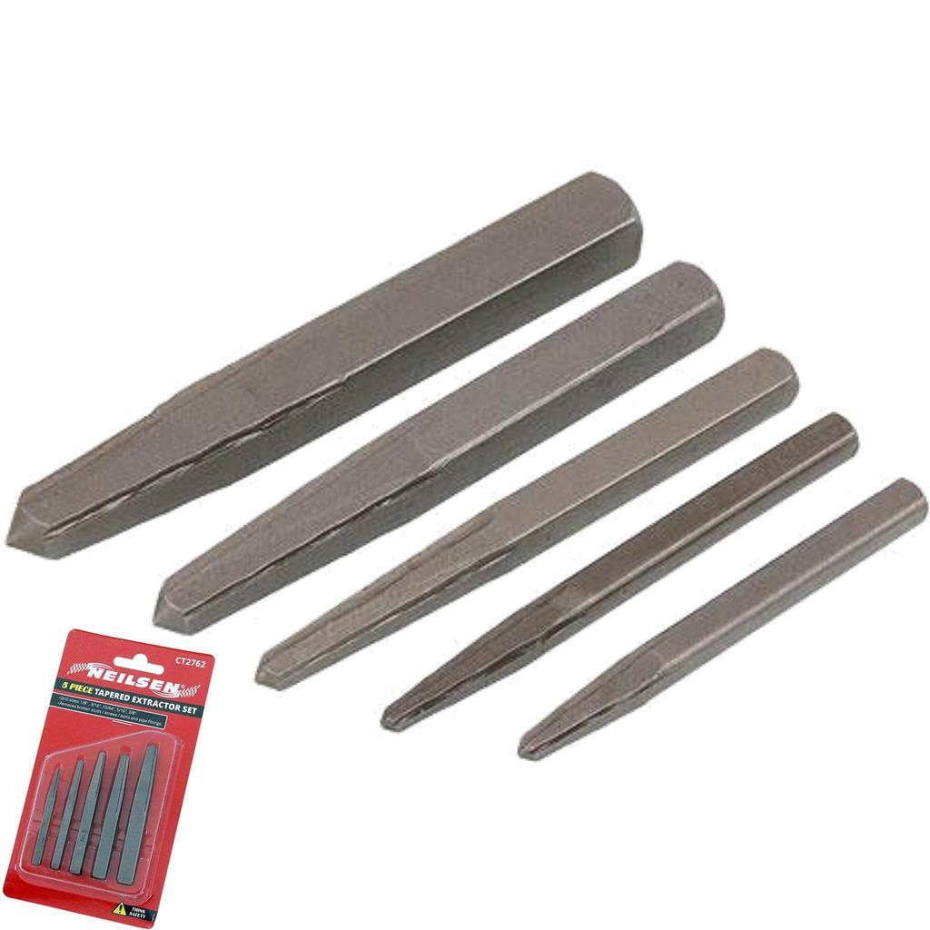 Neilsen 5pc Screw Extractor Remover Tapered Punch Broken Damaged Stud Bolt Set
