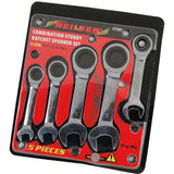 Neilsen 5pc Stubby Ratchet Metric Combination Spanner Wrench Set 10mm - 19mm