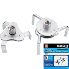 Bluespot 2pc Oil Filter Wrench Self Adjustable Oil Filter Removal Tool Set