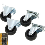Toolzone 4pc Swivel & Fixed Castor Wheels Trolley Furniture Rubber 40mm