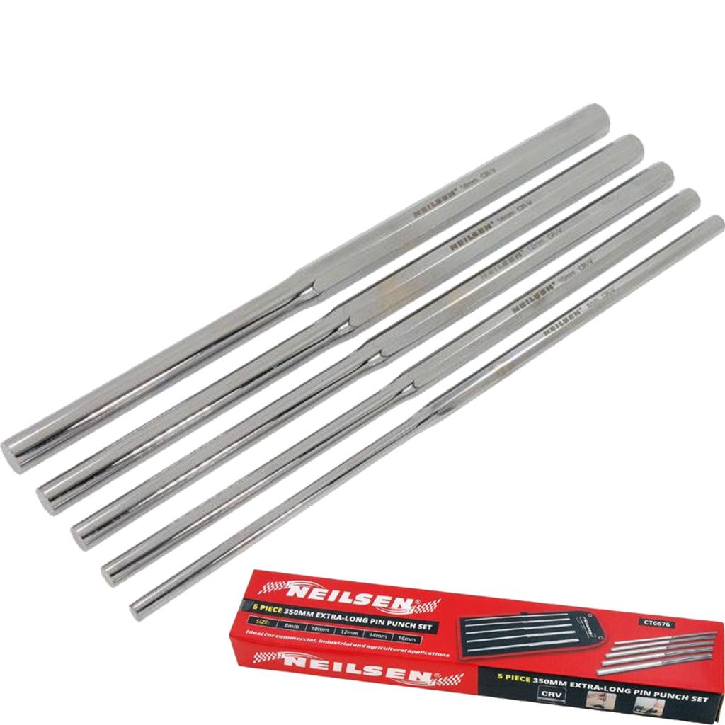 Neilsen 6pc Extra Long Pin Punch Set Mechanical Holes Drill Punches 8mm - 16mm