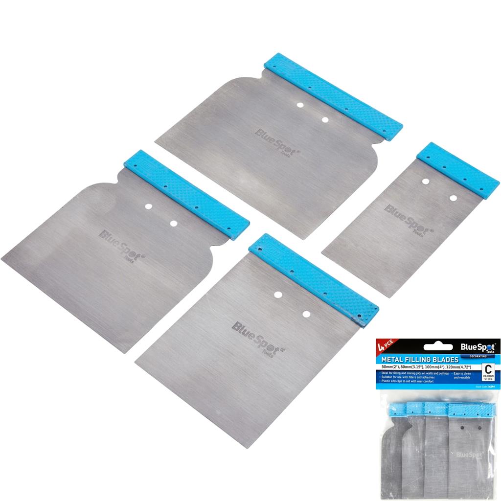 BlueSpot 4pc Scrapers Paint Flexible Filling Knife Decorators Scraper 50mm-120m