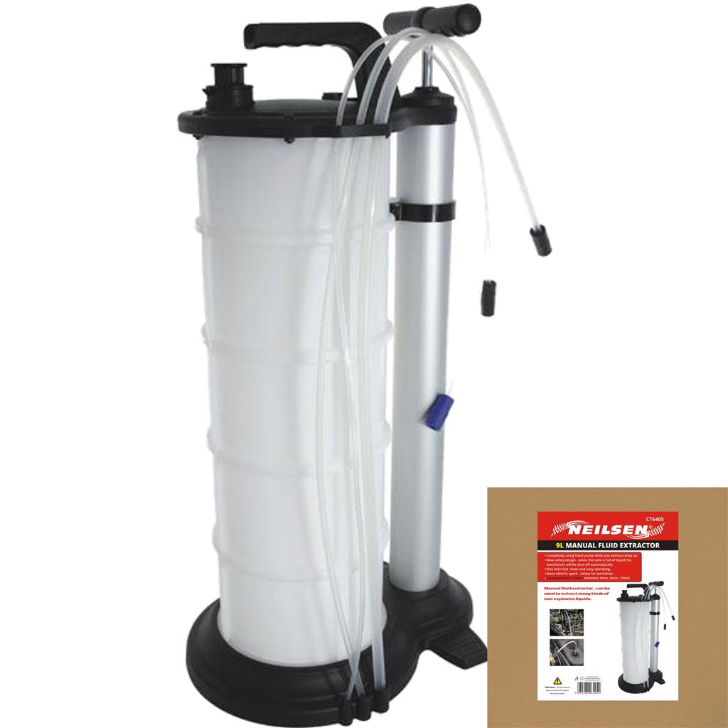 Neilsen Fluid Extractor 9L Manual Brake Fluid Bleeder Oil Fill Transmission Pump