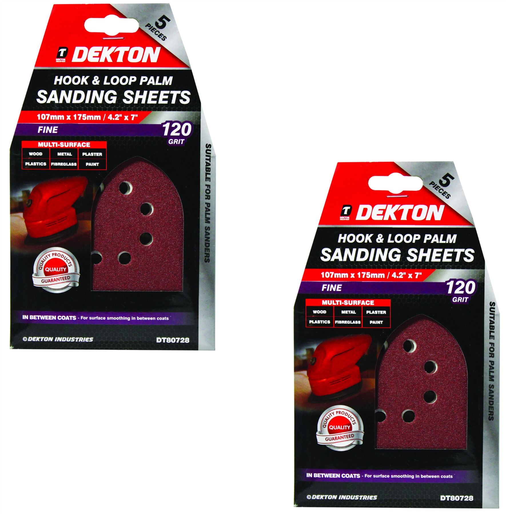 Dekton Detail Palm Sanding Pads Triangle Sheets 40 60 80 120 Or Mixed Grit 107mm