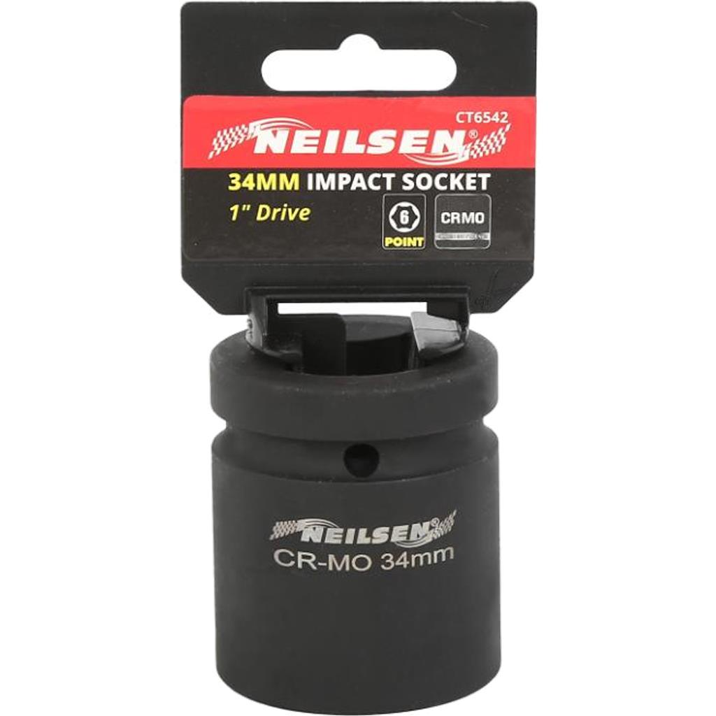 Neilsen 1" Drive Standard Shallow Square Metric Single Impact Socket 34mm