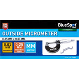 Bluespot 2pc Outside Micrometer Metric Precision Set External Diameter 0 - 25mm