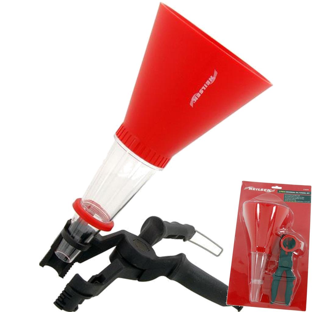 Neilsen 2pc Universal Oil Petrol Fuel Fluid Transfer Pouring Funnel Set