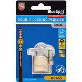 Bluespot 30mm Short Shackle Security Double Locking Brass Padlock & Keys Alike