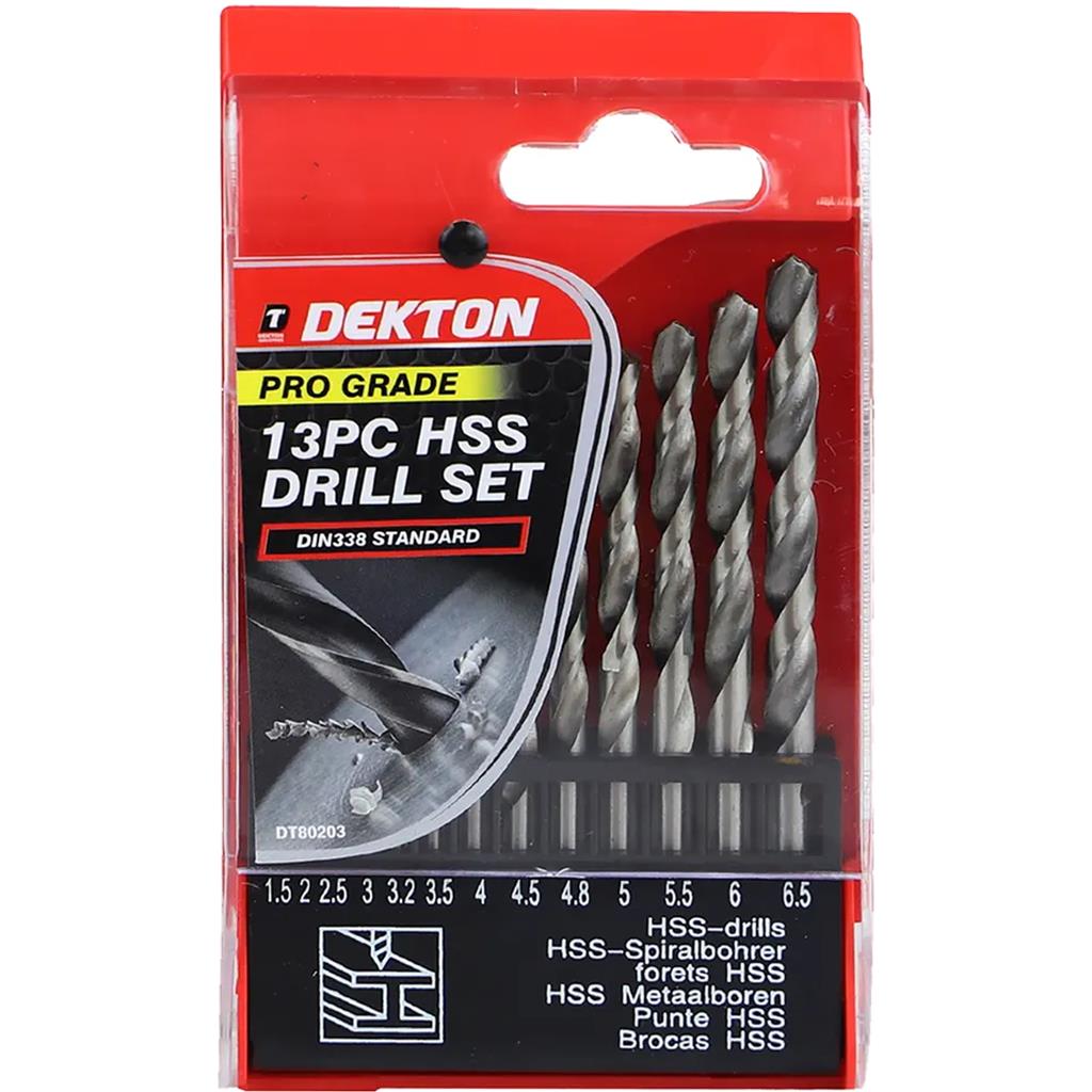 Neilsen 13pc Hss Steel Drill Set Metric Metal Wood Plastic 1.5mm - 6.5mm