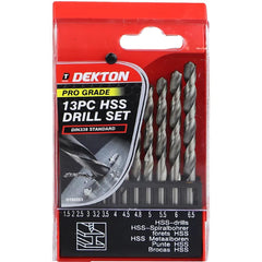 Neilsen 13pc Hss Steel Drill Set Metric Metal Wood Plastic 1.5mm - 6.5mm