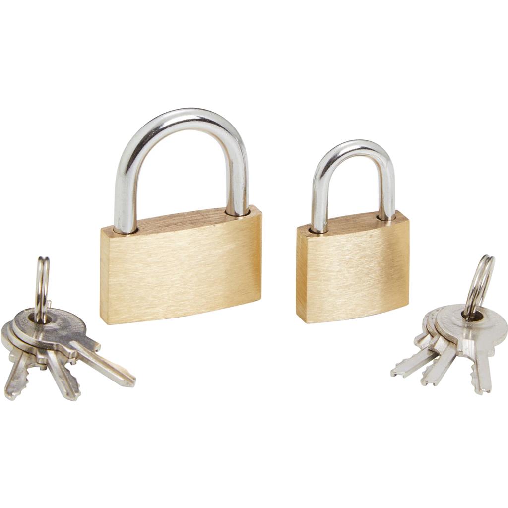 Bluespot 2pc 20mm 30mm Short Shackle Outdoor Security Brass Padlock & Keys Alike