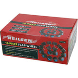 Neilsen 16pc Sanding Flap Wheel Disc Set For Drill 60 80 120 Grit Wood Metal