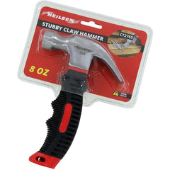 Neilsen 8oz Stubby Short Handle Claw Nail Hammer Soft Rubber Grip Tool