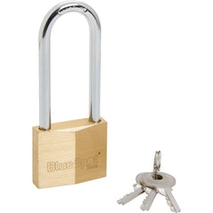 Bluespot 40mm Long Shackle Security Double Locking Brass Padlock & Keys Alike