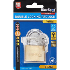 Bluespot 40mm Short Shackle Security Double Locking Brass Padlock & Keys Alike
