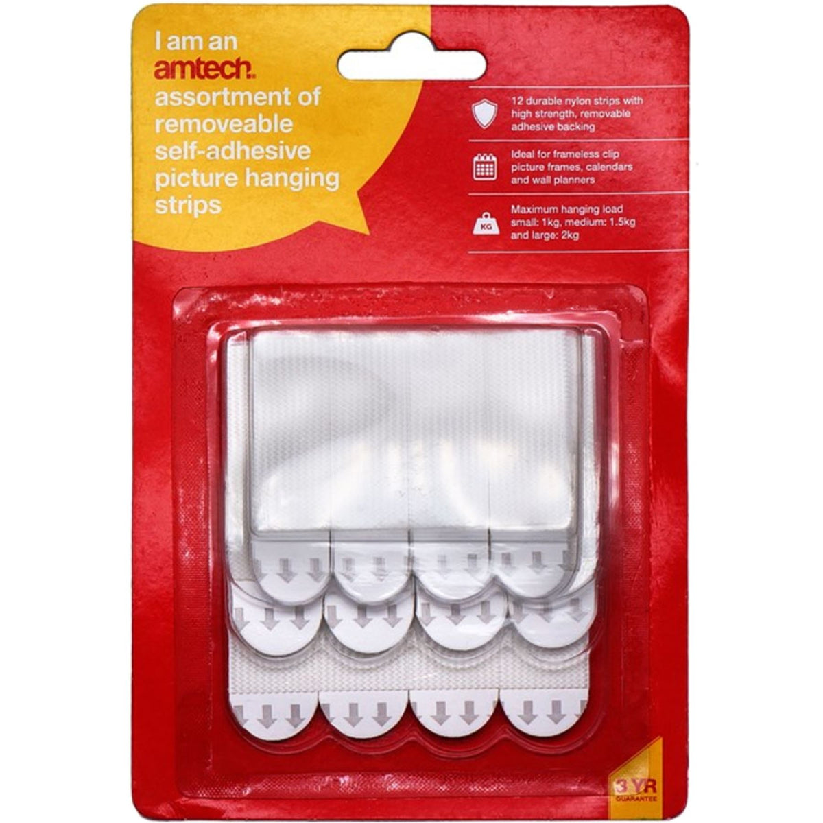 Amtech White Plastic Self Adhesive Strong Sticky Removable Wall Door Hooks