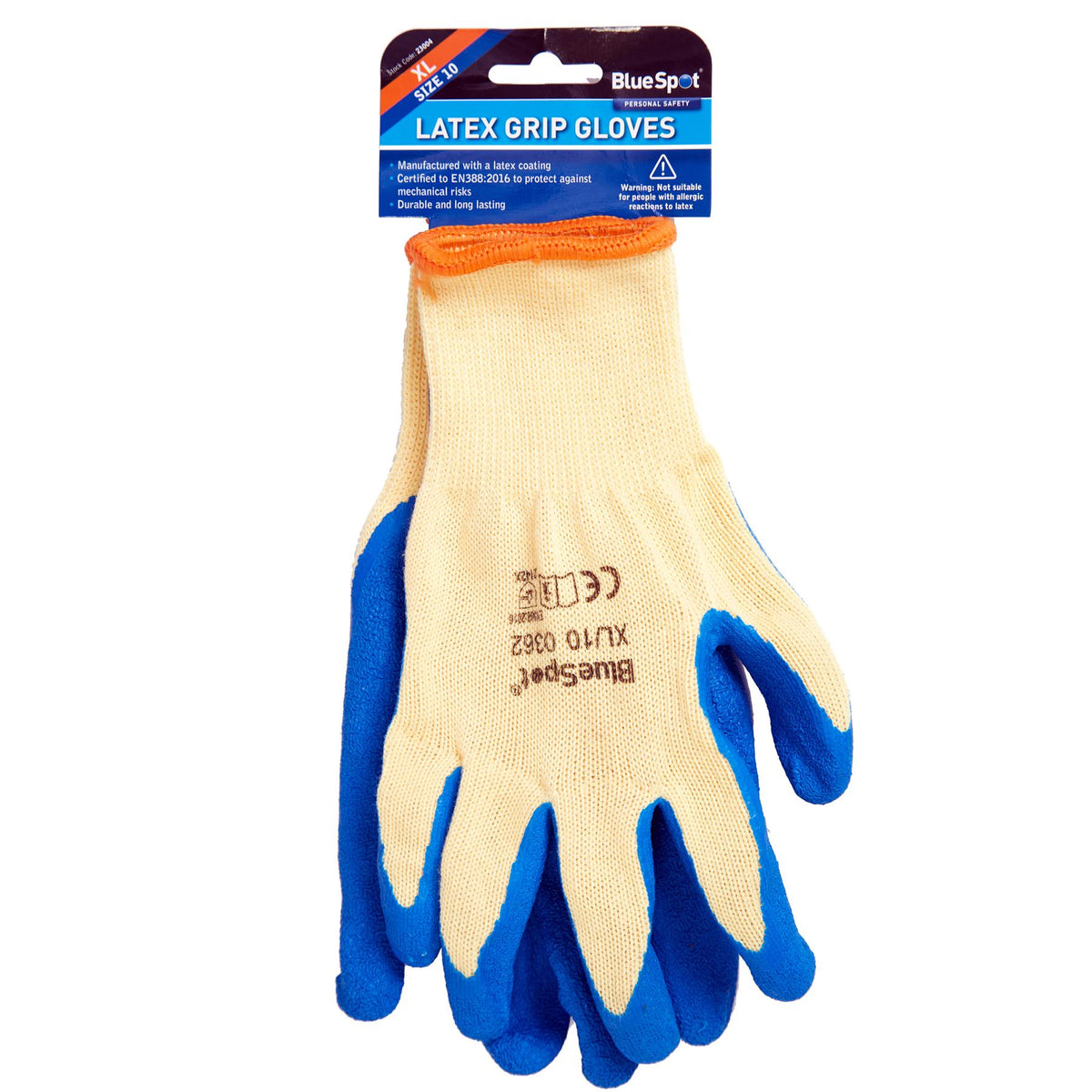 BlueSpot 12pc Latex Coated Work Gloves Builders Construction Gardening Glove