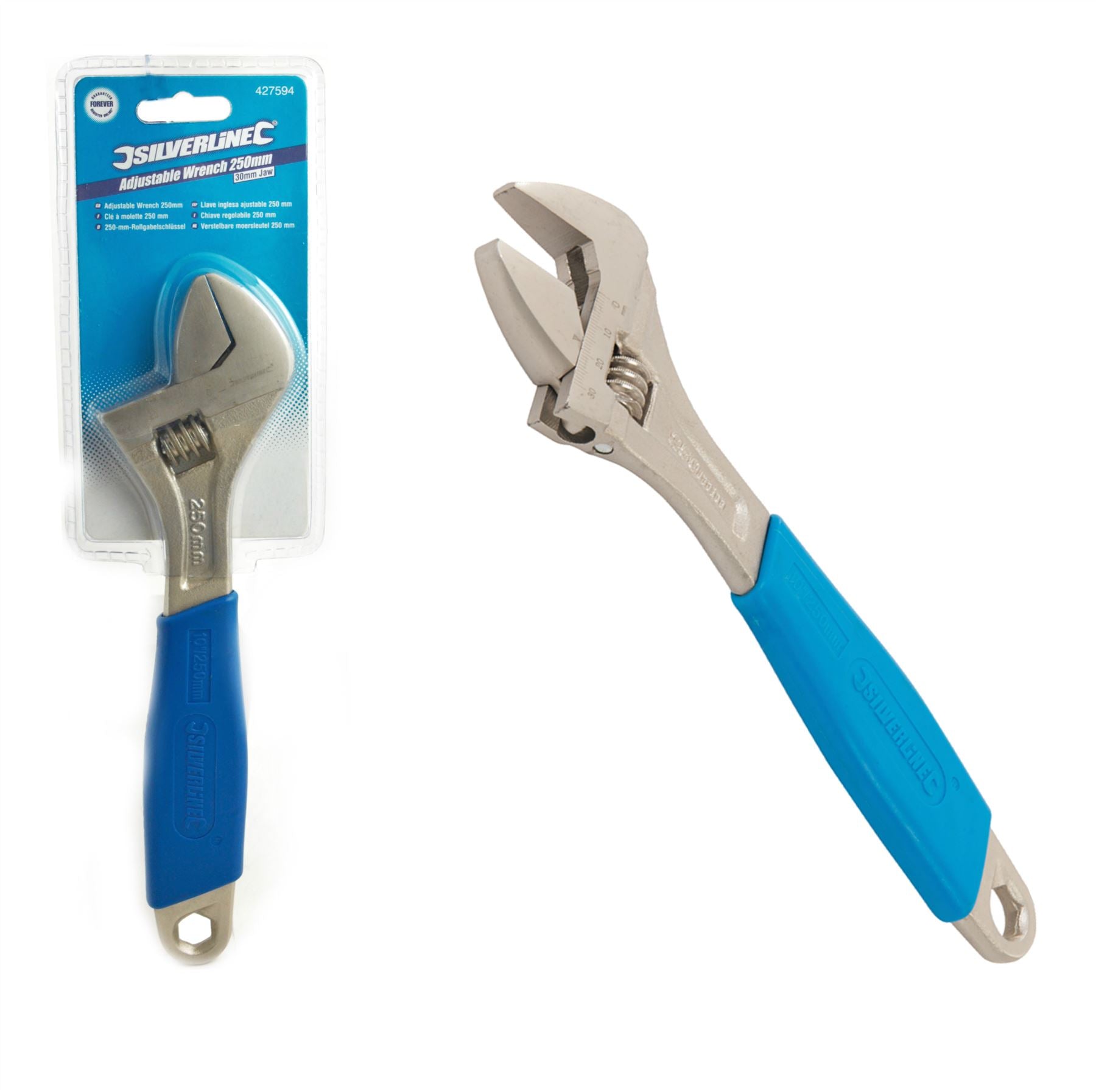 Silverline Adjustable Spanner Wrench Soft Grip Handle 200mm, 250mm or 300mm