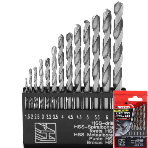 Neilsen 13pc Hss Steel Drill Set Metric Metal Wood Plastic 1.5mm - 6.5mm