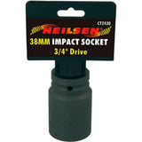 Neilsen 3/4" Drive Standard Deep Square Metric Single Impact Socket 38mm