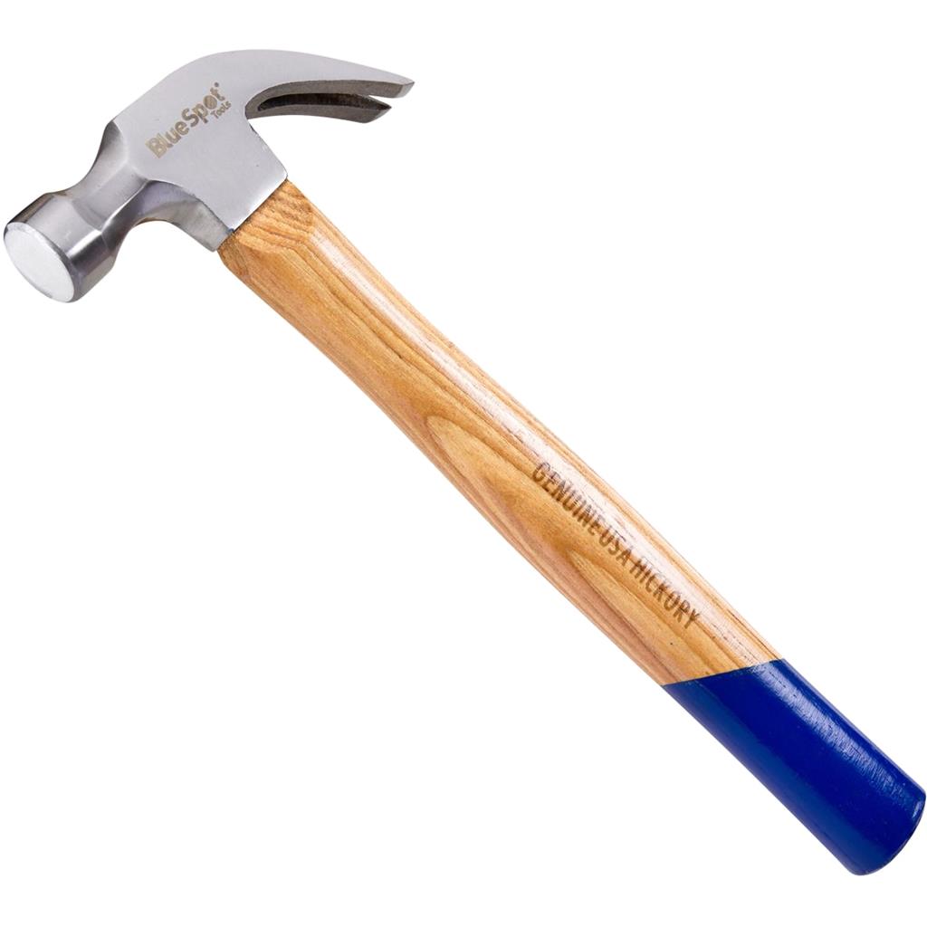 Bluespot 20oz Claw Hammer Hickory Handle Engineers Machinist Hardened Steel Head