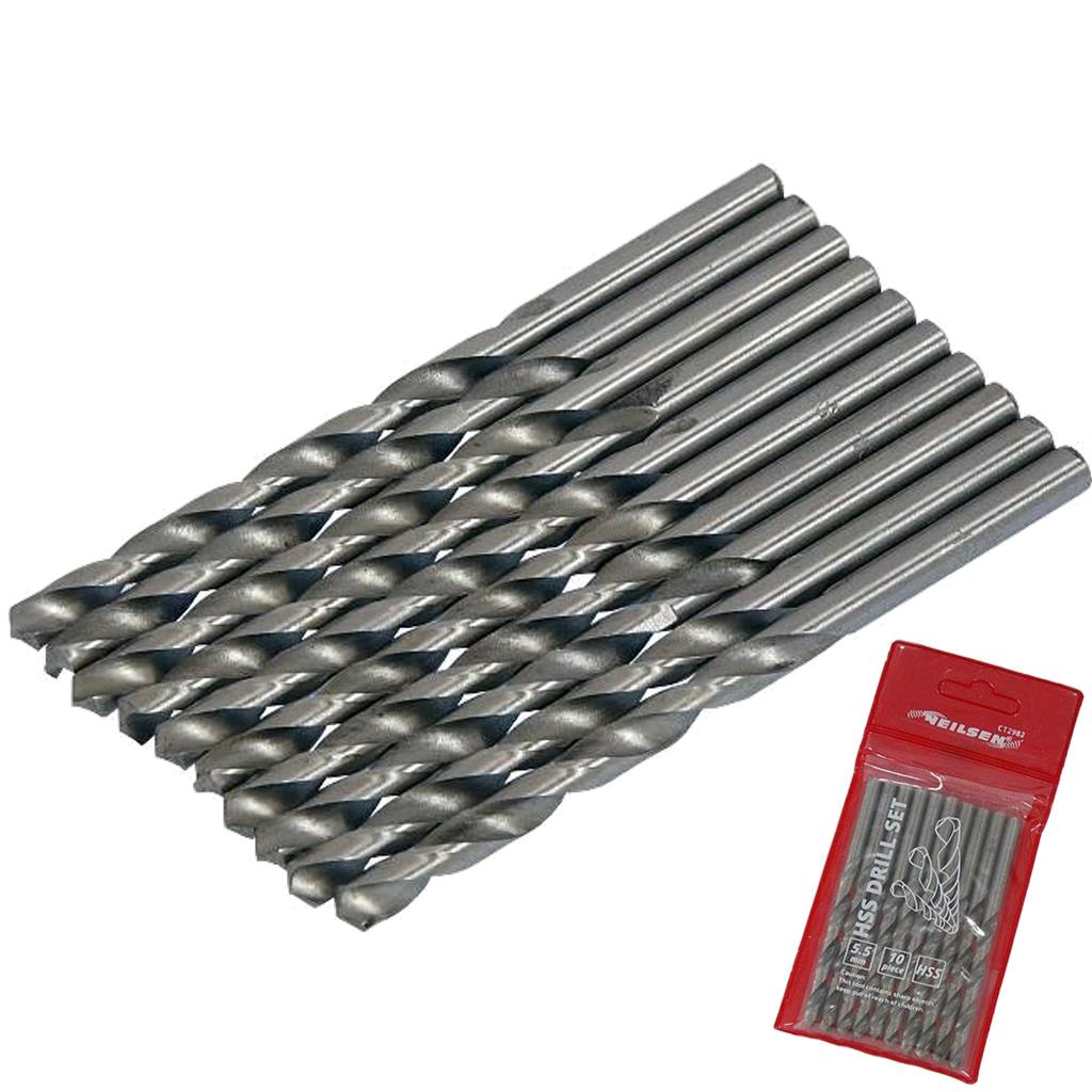 Neilsen 10pc Metal Hss Drill Set Pro Metric 5.5mm Steel Metal Wood Bits