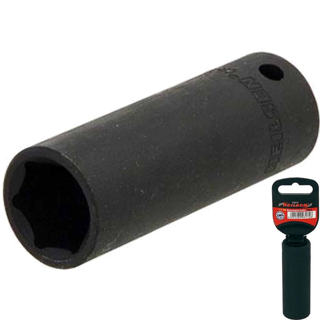 Neilsen 1/2" Drive Standard Deep Square Metric Single Impact Socket 19mm