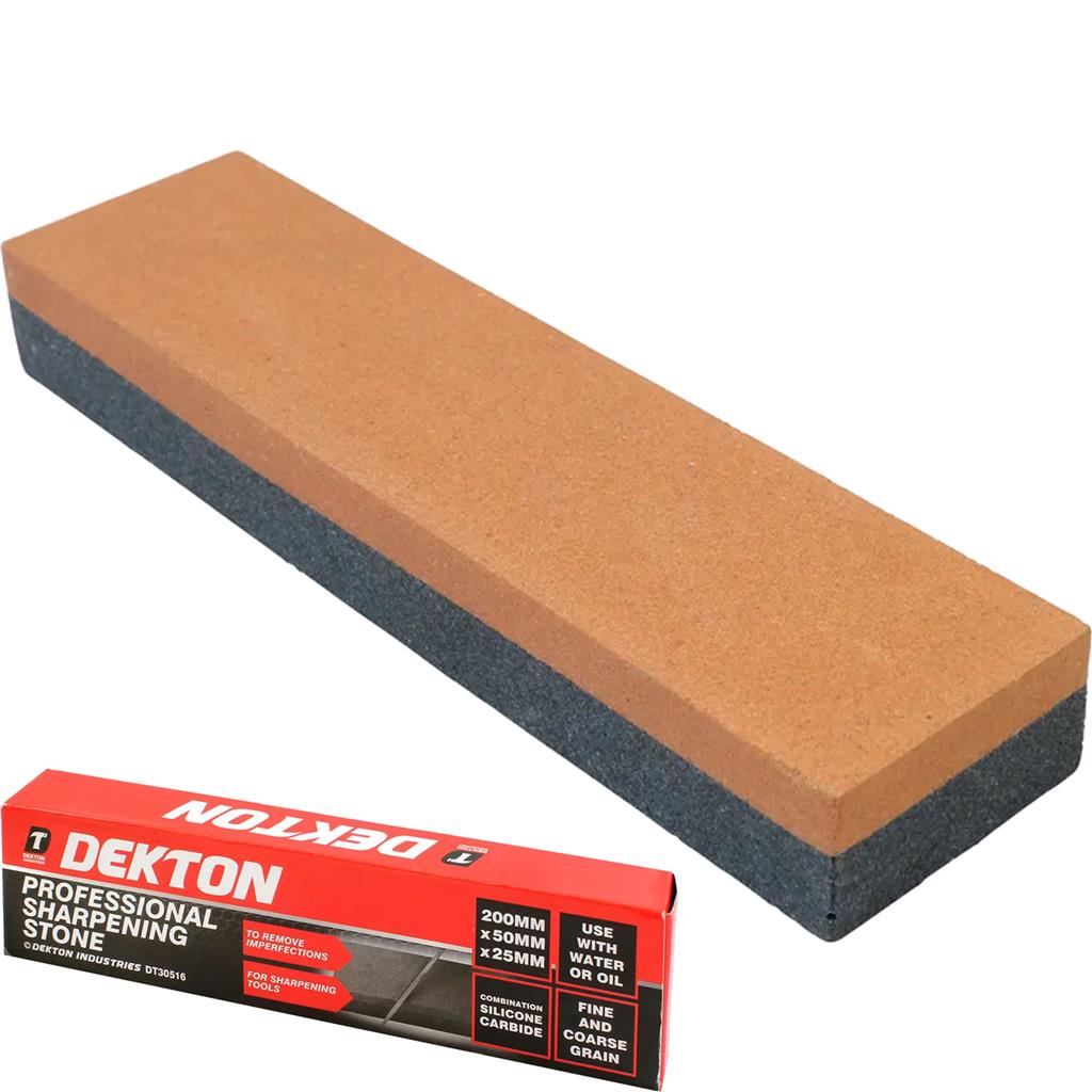Dekton Double Sided Knife Sharpener Stone Fine Coarse Sharpening Kitchen 200mm