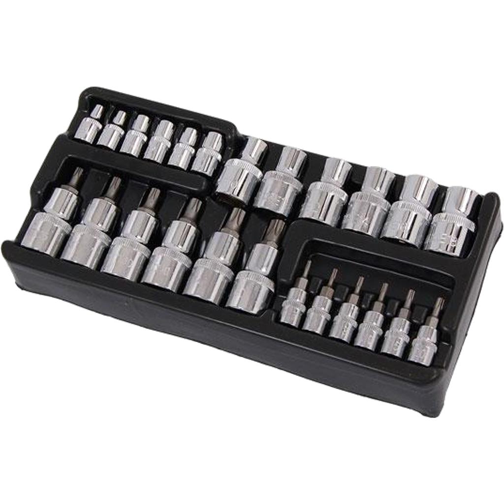 Neilsen 25pc Torx Bit Star E Socket Set T7 - T50 Trx 1/2" 1/4" Sockets