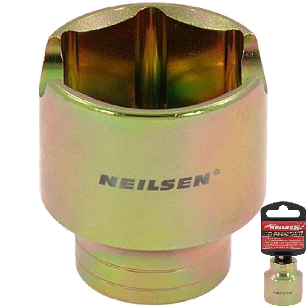 Neilsen Diesel Fuel Filter Metric Single Socket Ford Transit Custom Mk8 32mm