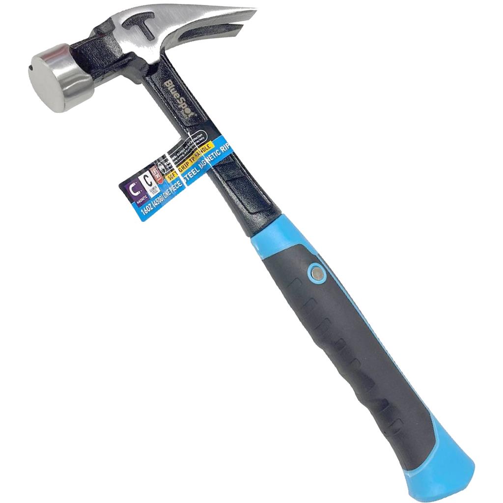 Bluespot 16oz Claw Hammer Soft Grip Fully Forged Steel Head Magnetic Rip