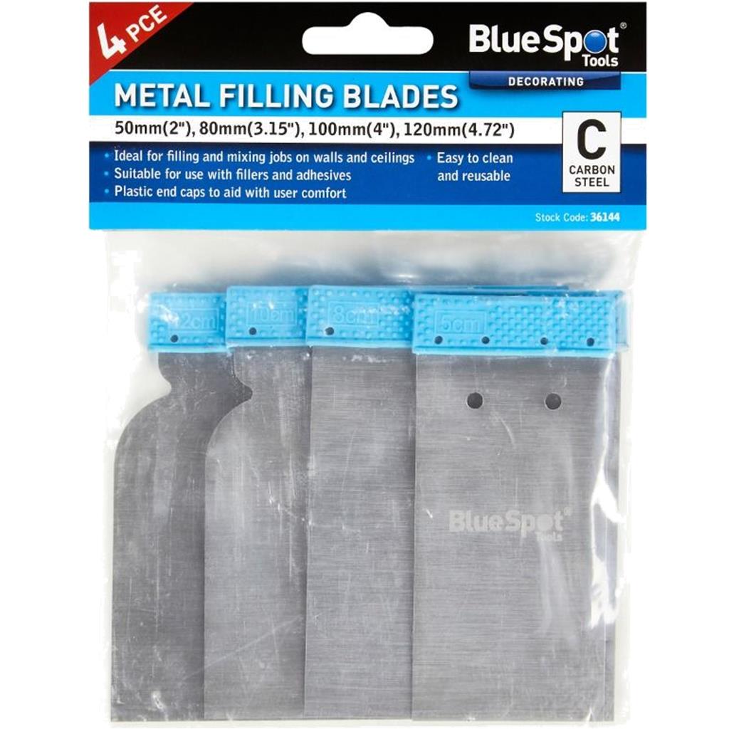 BlueSpot 4pc Scrapers Paint Flexible Filling Knife Decorators Scraper 50mm-120m