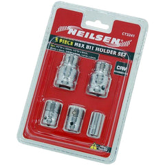 Neilsen 5pc Hex Socket Bit Holder Set Sockets 1/4" 3/8" 1/2" Drive 6mm - 10mm